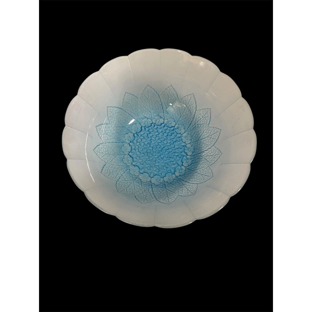 Vintage Kim Indonesia Blue Floral Scalloped Serving Bowl 8.5” Excellent Rare